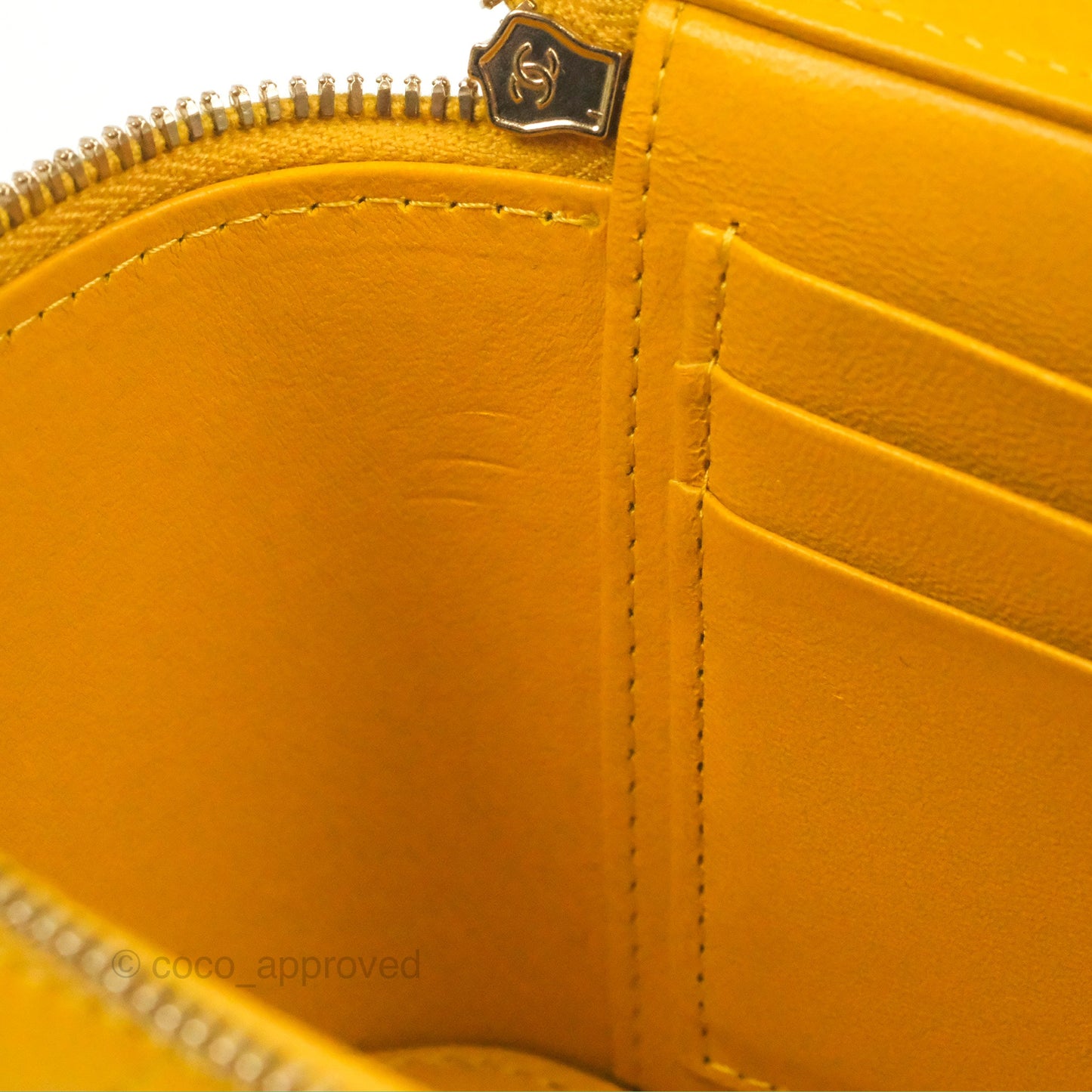Chanel Vanity Rectangular Top Handle Yellow Lambskin Gold Hardware