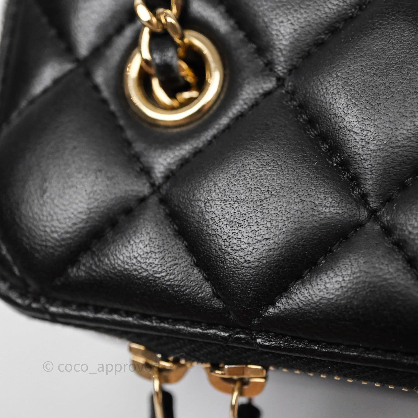 Chanel Vanity Rectangular With Chain Black Lambskin Gold Hardware