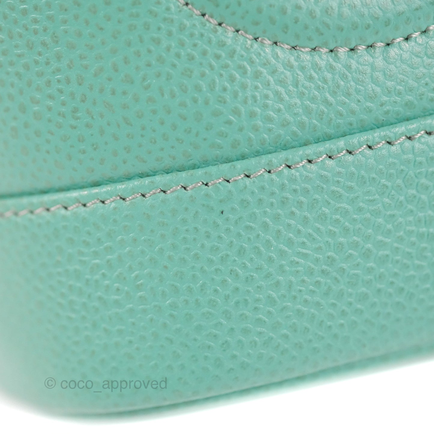 Chanel Vintage Vanity Case Tiffany Blue Caviar Gold Hardware