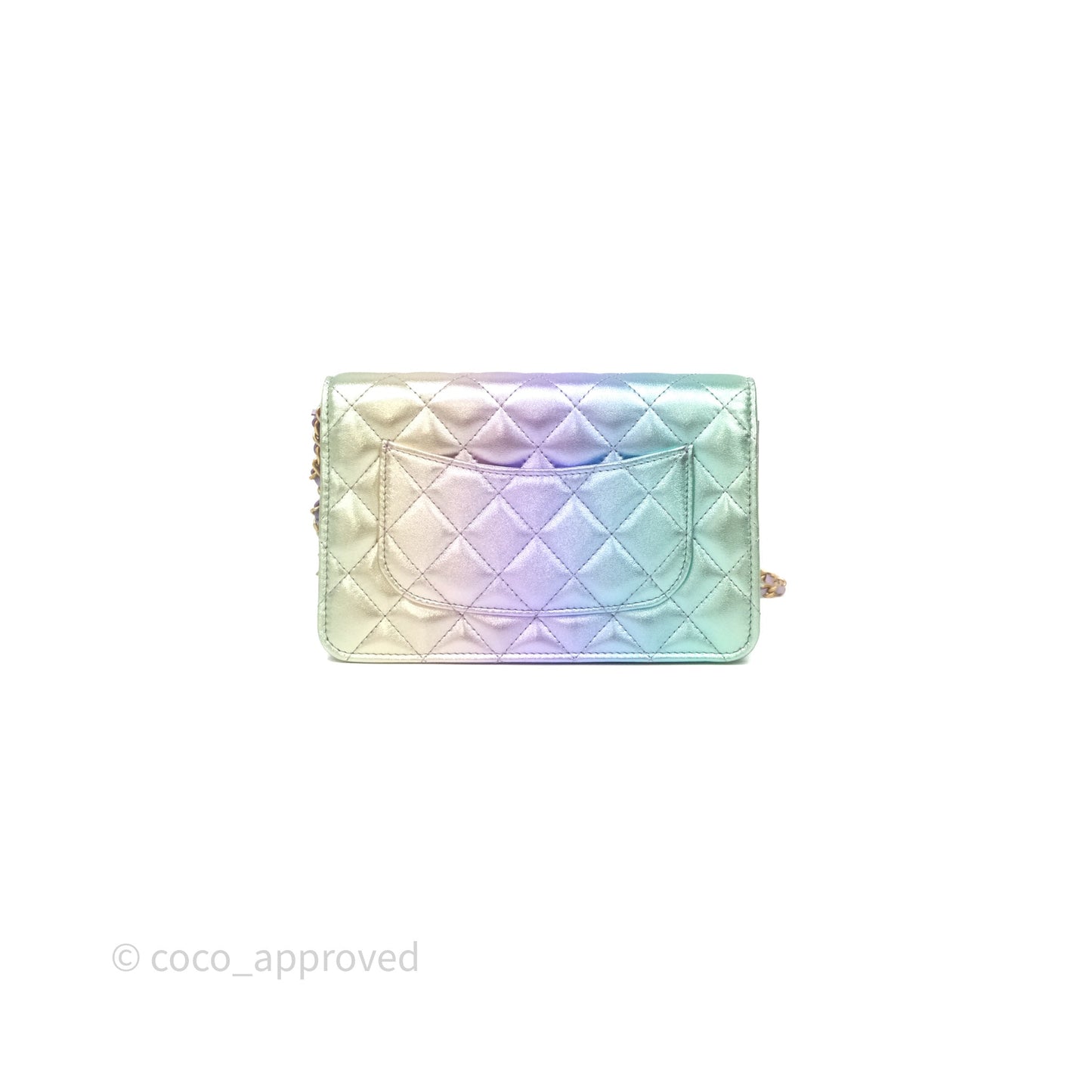 Chanel Quilted Wallet on Chain Lambskin Gradient Metallic Rainbow Gold Hardware