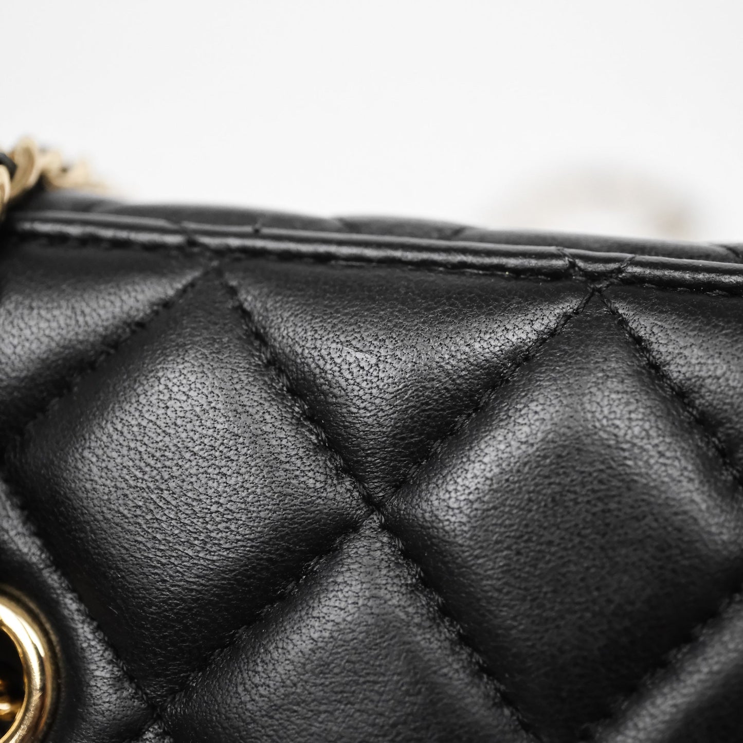Chanel Vanity Rectangular With Chain Black Lambskin Gold Hardware