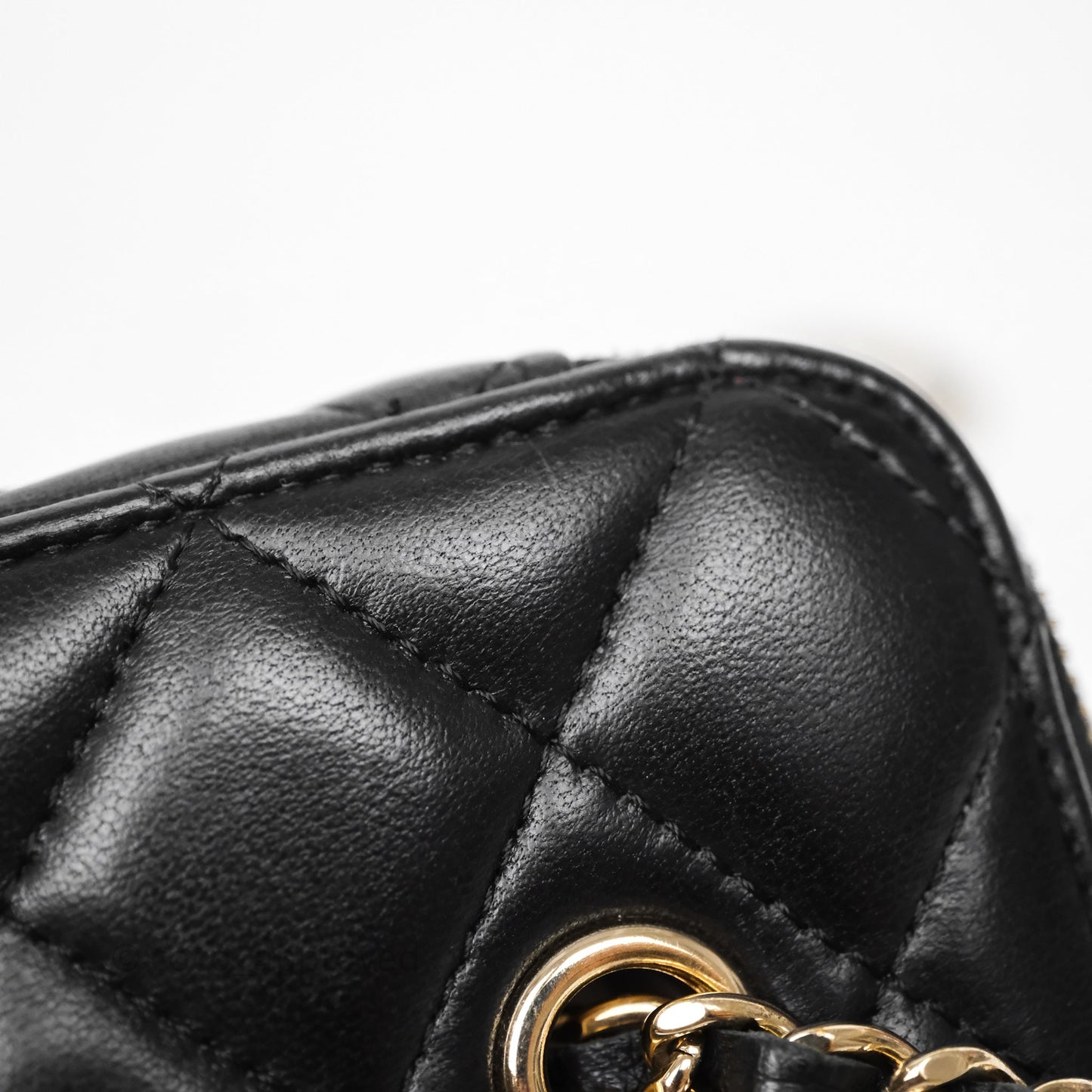 Chanel Vanity Rectangular With Chain Black Lambskin Gold Hardware