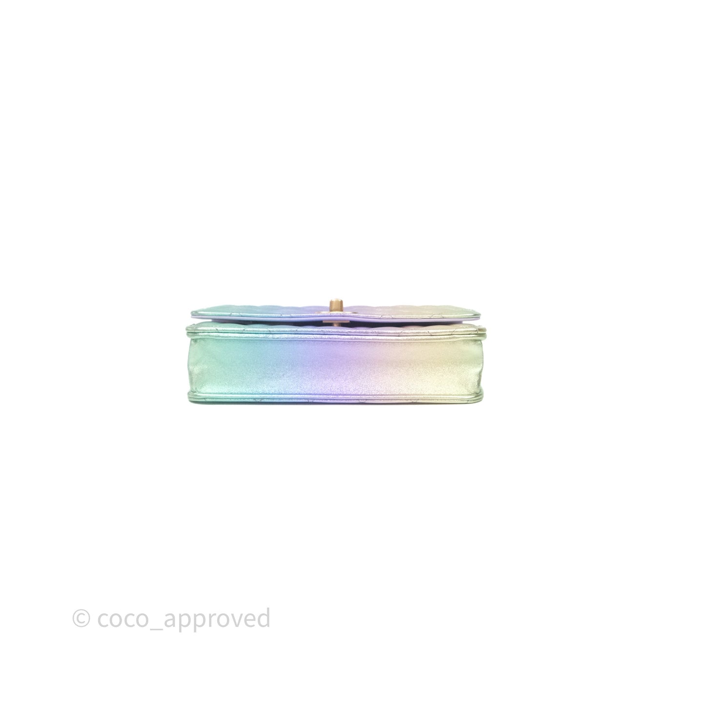 Chanel Quilted Wallet on Chain Lambskin Gradient Metallic Rainbow Gold Hardware