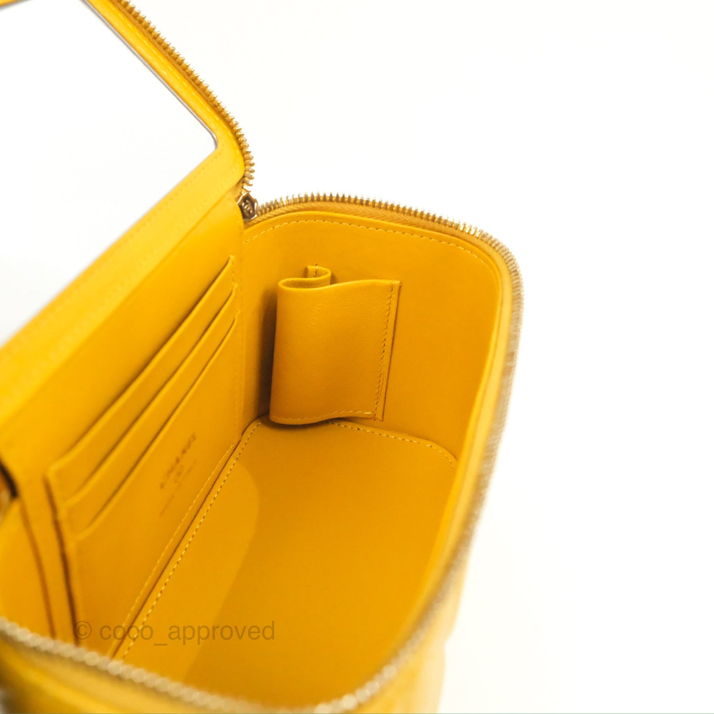 Chanel Vanity Rectangular Top Handle Yellow Lambskin Gold Hardware