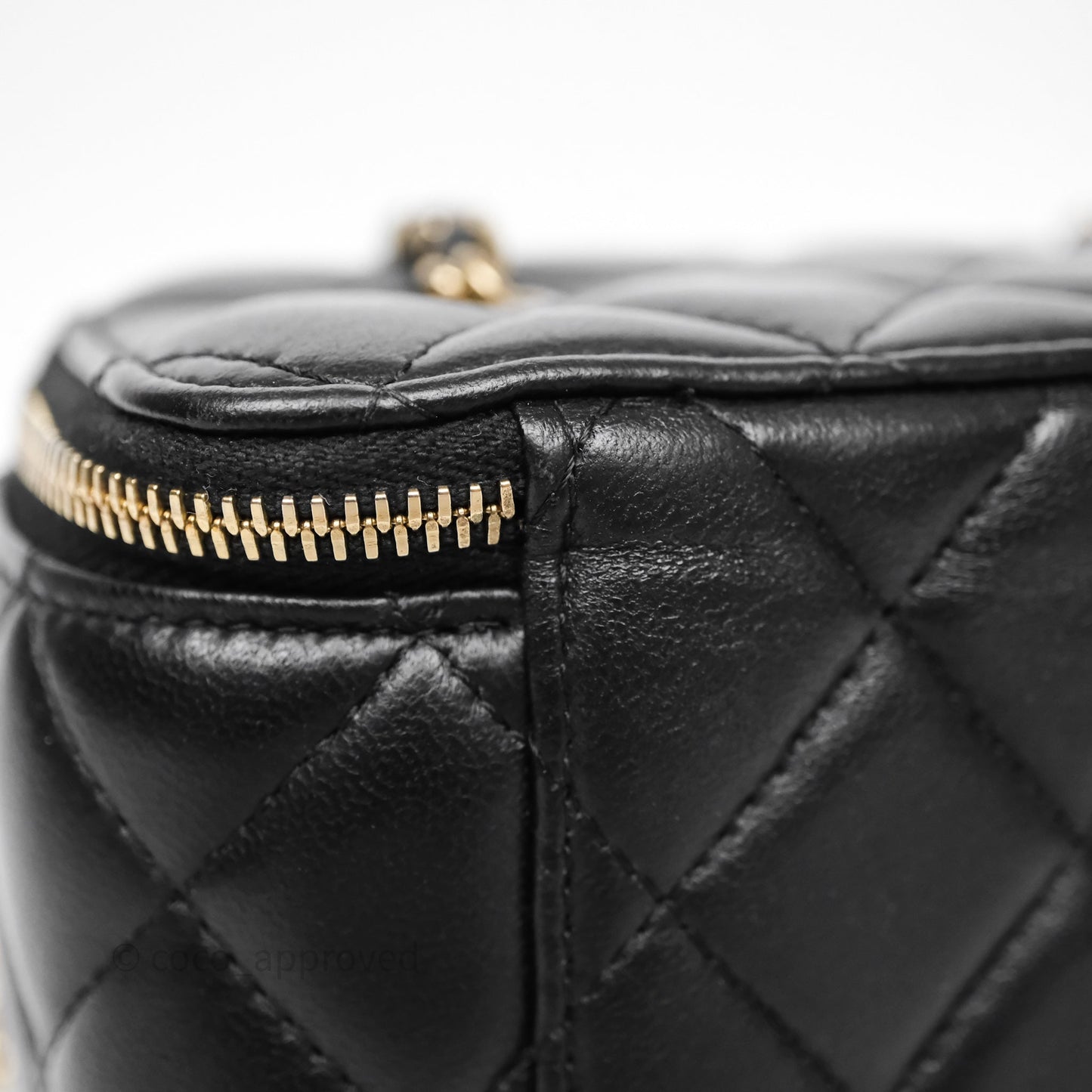 Chanel Vanity Rectangular With Chain Black Lambskin Gold Hardware