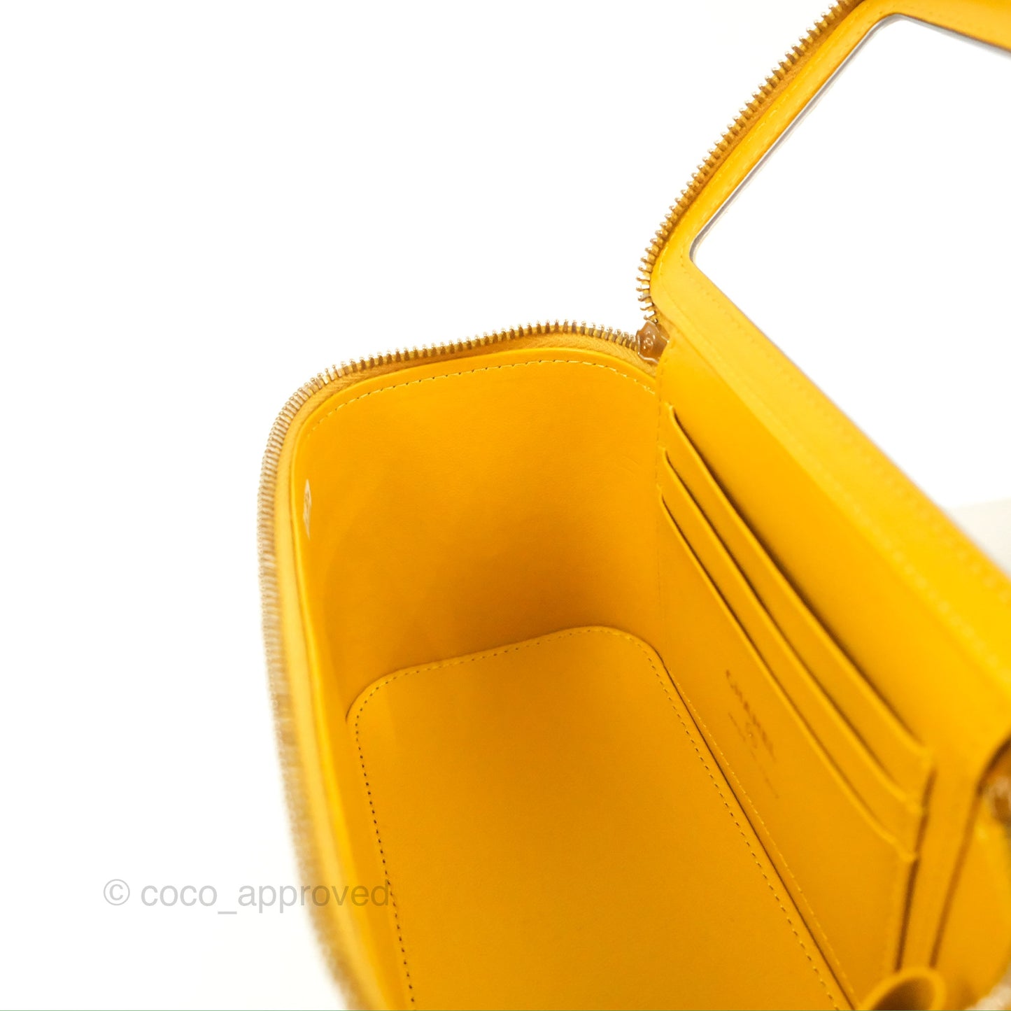 Chanel Vanity Rectangular Top Handle Yellow Lambskin Gold Hardware