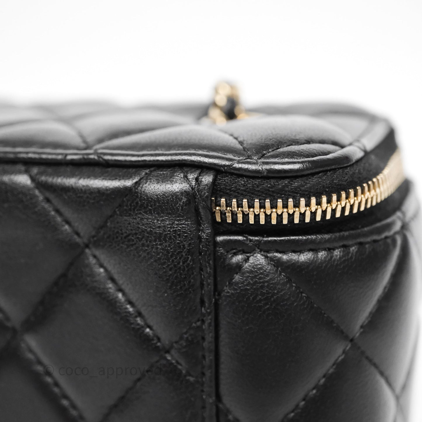 Chanel Vanity Rectangular With Chain Black Lambskin Gold Hardware