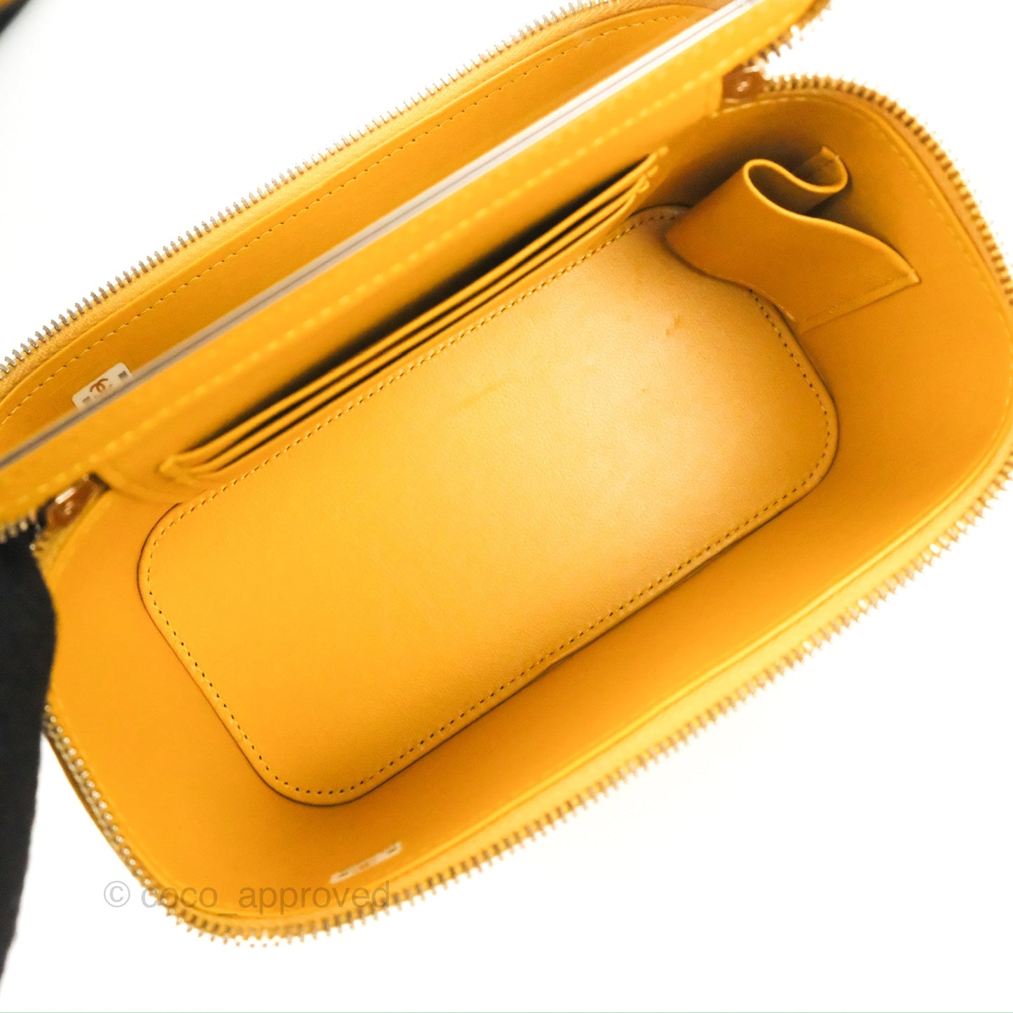 Chanel Vanity Rectangular Top Handle Yellow Lambskin Gold Hardware