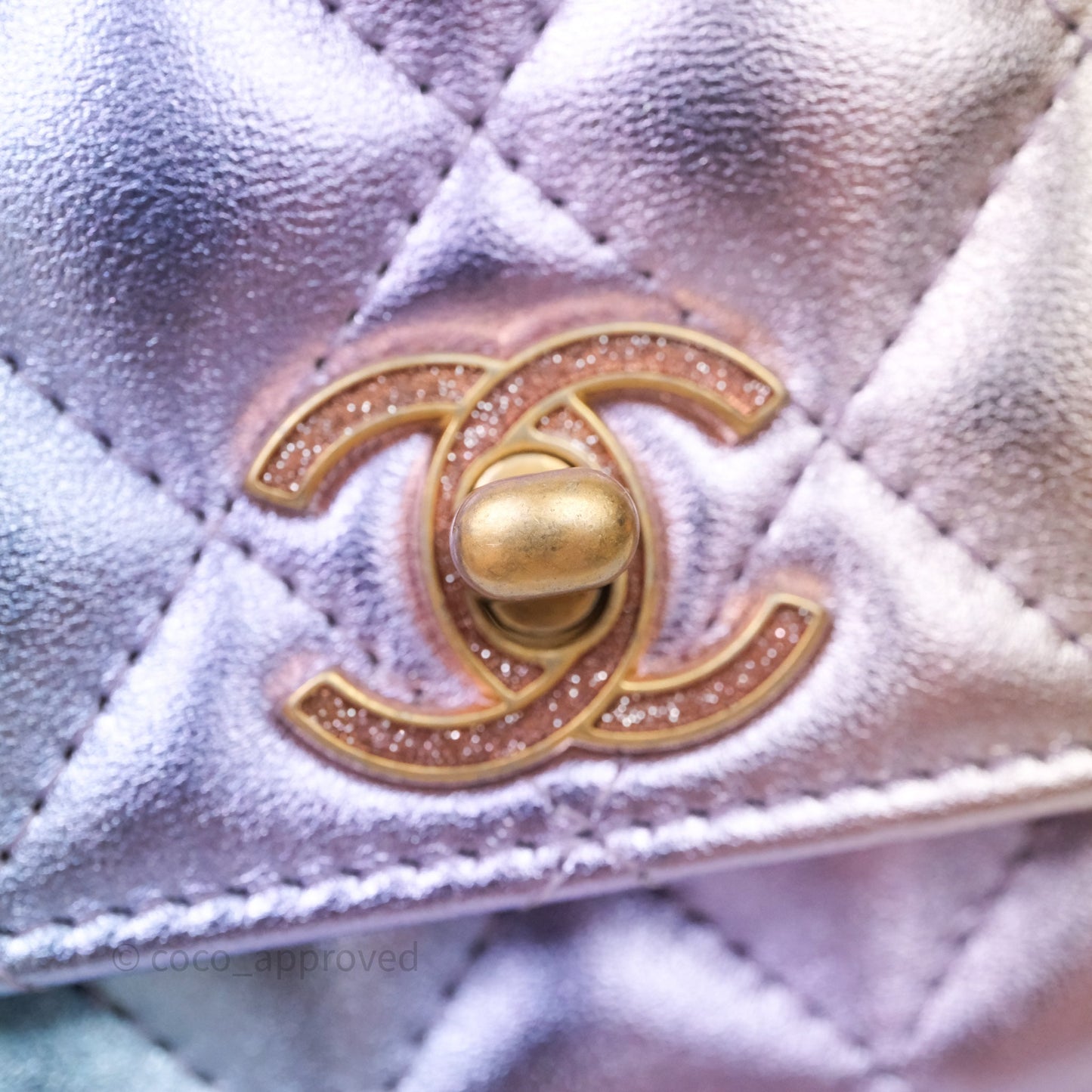 Chanel Quilted Wallet on Chain Lambskin Gradient Metallic Rainbow Gold Hardware