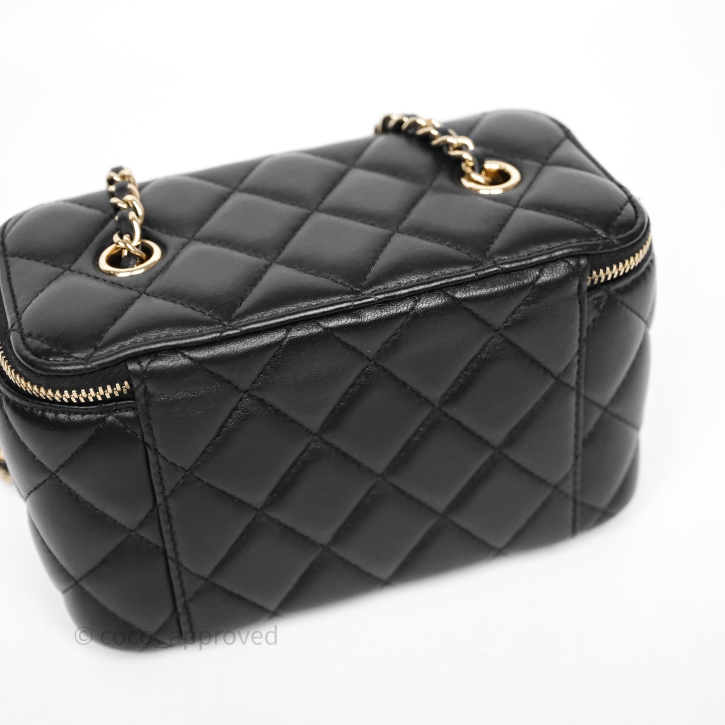 Chanel Vanity Rectangular With Chain Black Lambskin Gold Hardware