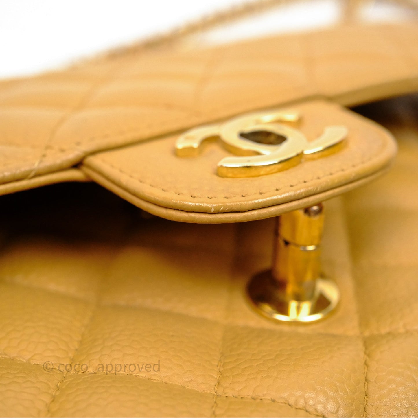 Chanel Medium Quilted  Flap Vintage Dark Beige Caviar 24K Gold Hardware