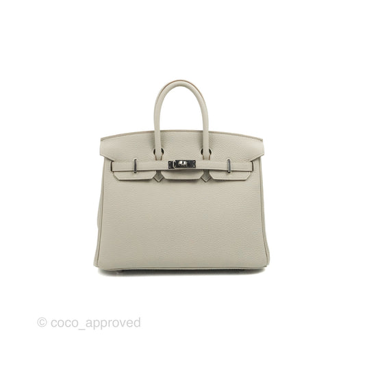 Hermes Birkin 25 Verso Perle/Nata Togo Palladium Hardware
