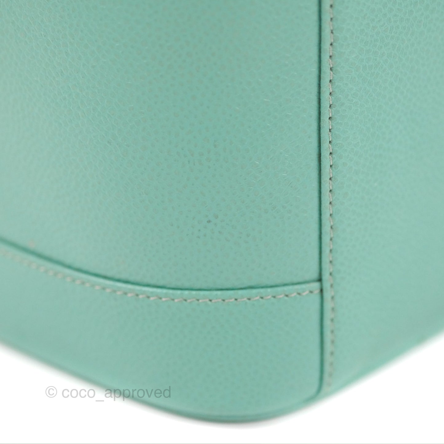 Chanel Vintage Vanity Case Tiffany Blue Caviar Gold Hardware