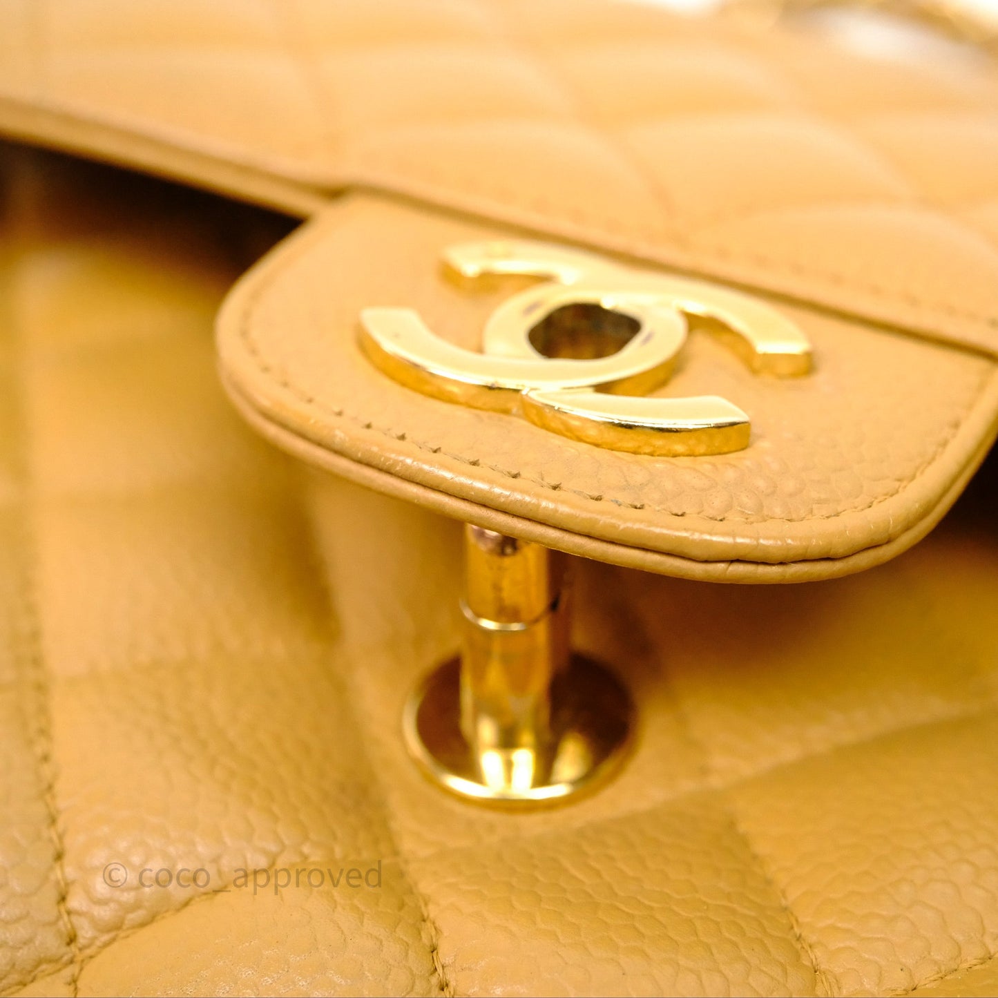 Chanel Medium Quilted  Flap Vintage Dark Beige Caviar 24K Gold Hardware