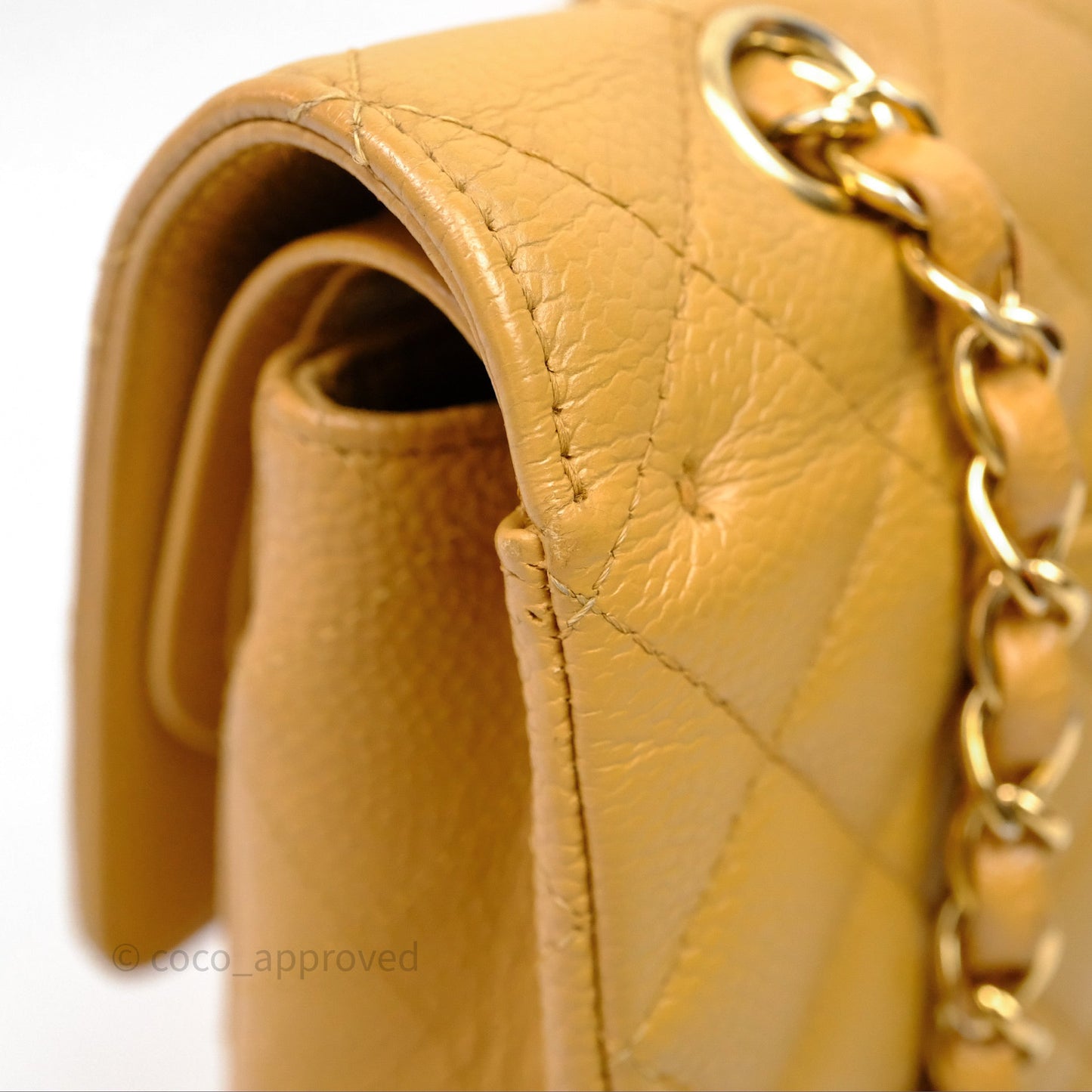 Chanel Medium Quilted  Flap Vintage Dark Beige Caviar 24K Gold Hardware