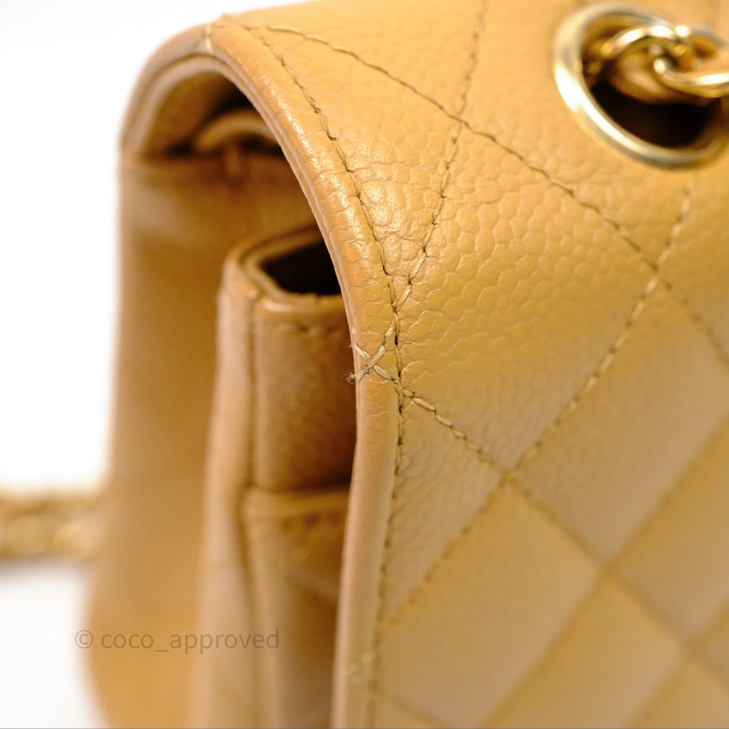 Chanel Medium Quilted  Flap Vintage Dark Beige Caviar 24K Gold Hardware