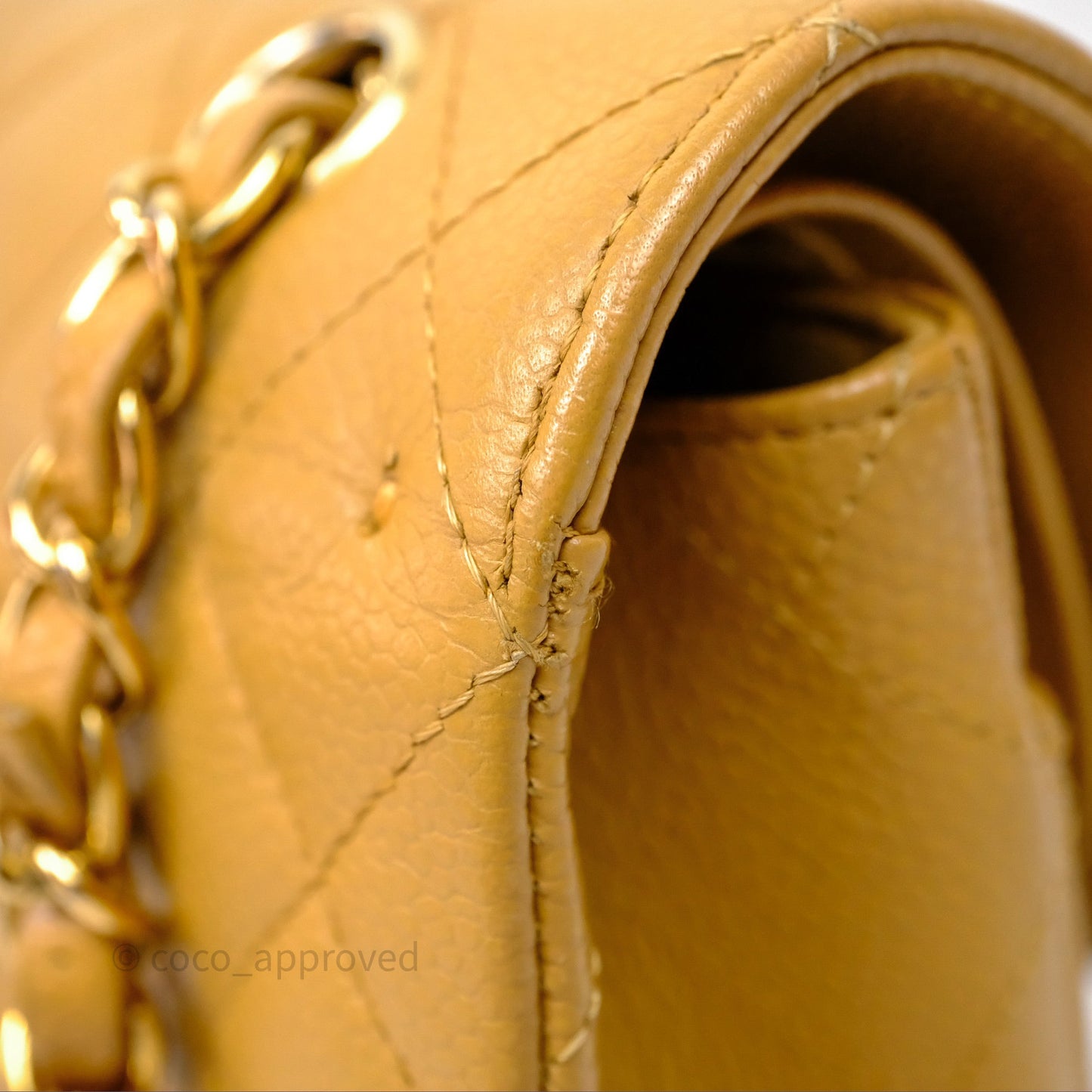Chanel Medium Quilted  Flap Vintage Dark Beige Caviar 24K Gold Hardware