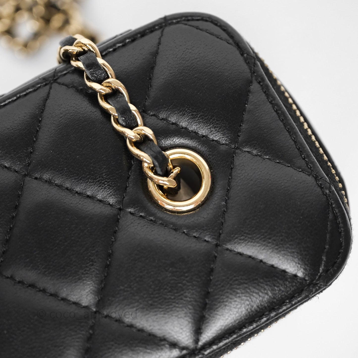 Chanel Vanity Rectangular With Chain Black Lambskin Gold Hardware
