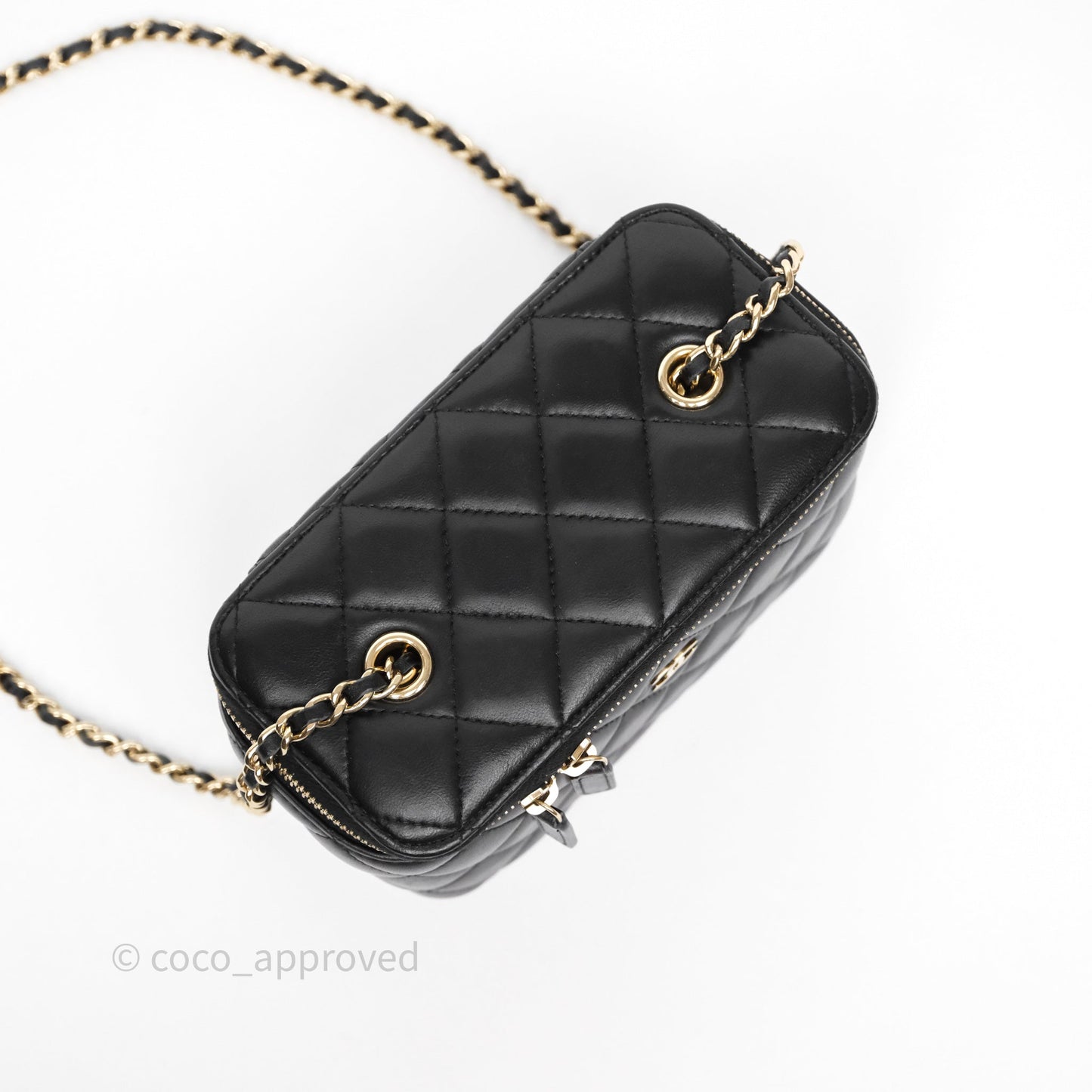 Chanel Vanity Rectangular With Chain Black Lambskin Gold Hardware