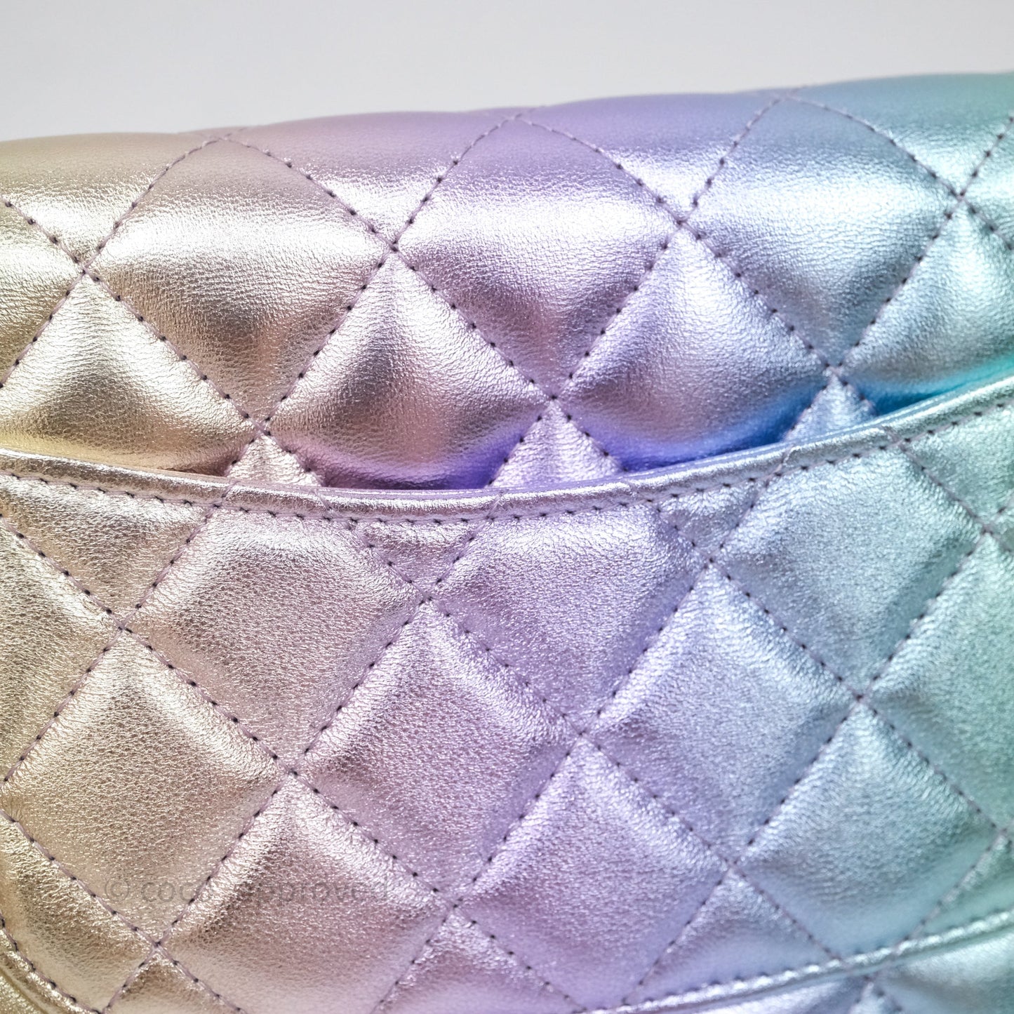 Chanel Quilted Wallet on Chain Lambskin Gradient Metallic Rainbow Gold Hardware
