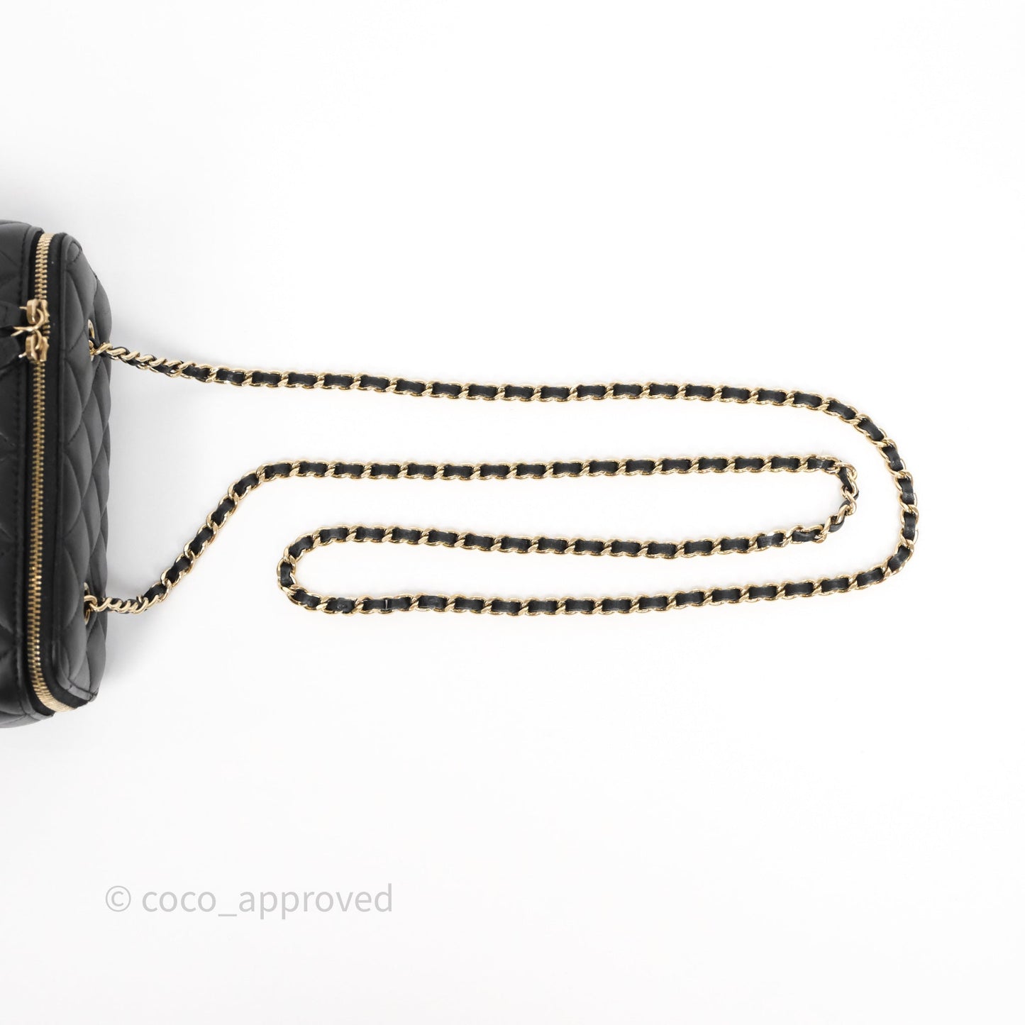 Chanel Vanity Rectangular With Chain Black Lambskin Gold Hardware