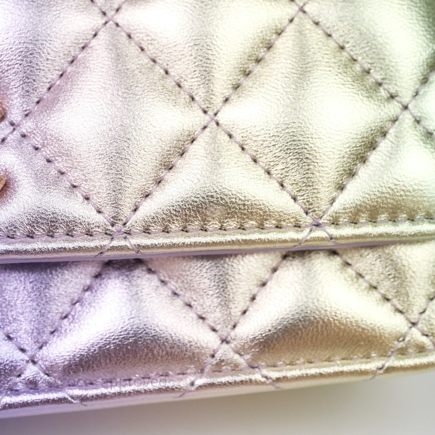 Chanel Quilted Wallet on Chain Lambskin Gradient Metallic Rainbow Gold Hardware