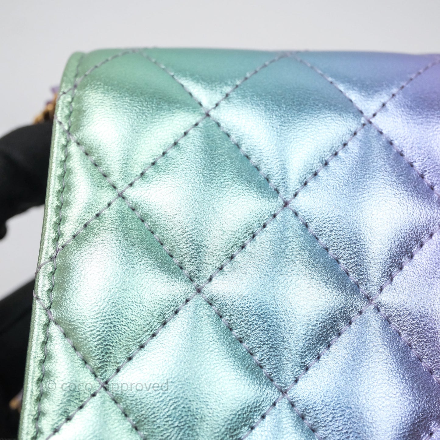 Chanel Quilted Wallet on Chain Lambskin Gradient Metallic Rainbow Gold Hardware
