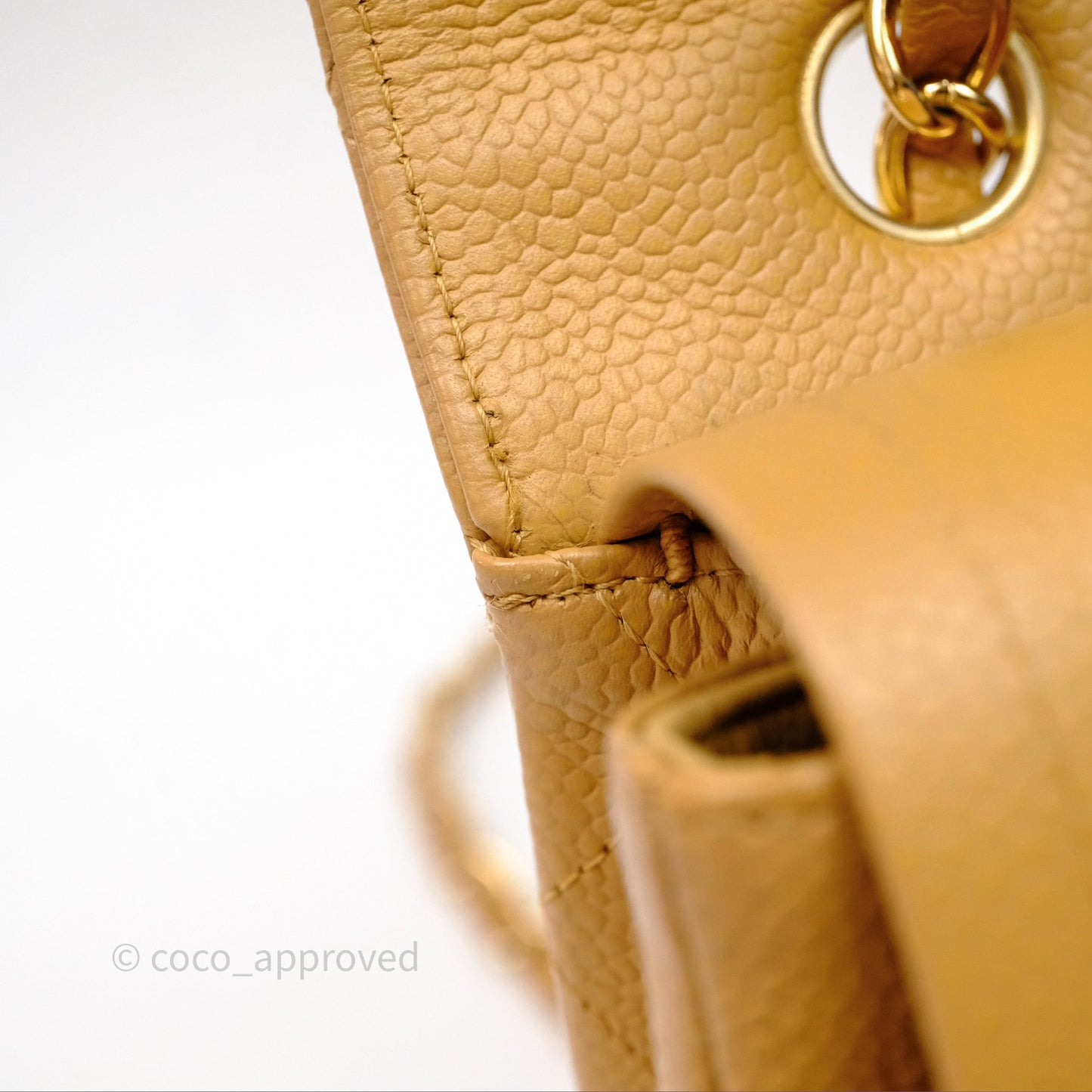 Chanel Medium Quilted  Flap Vintage Dark Beige Caviar 24K Gold Hardware