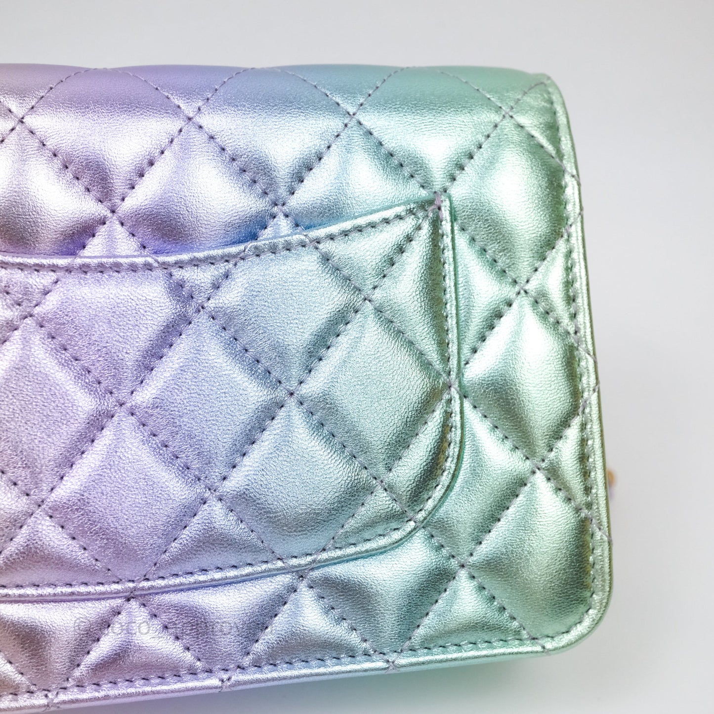 Chanel Quilted Wallet on Chain Lambskin Gradient Metallic Rainbow Gold Hardware