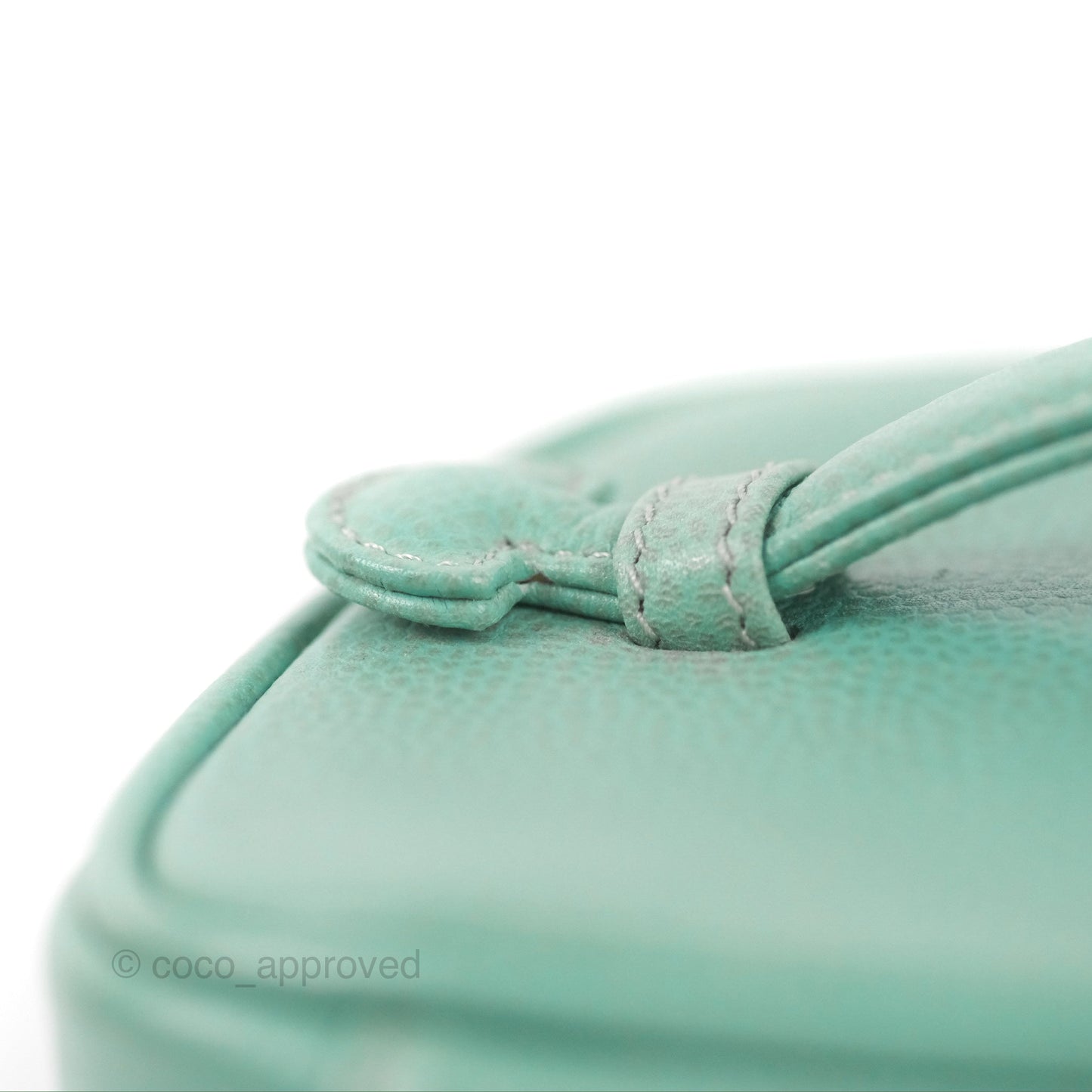 Chanel Vintage Vanity Case Tiffany Blue Caviar Gold Hardware