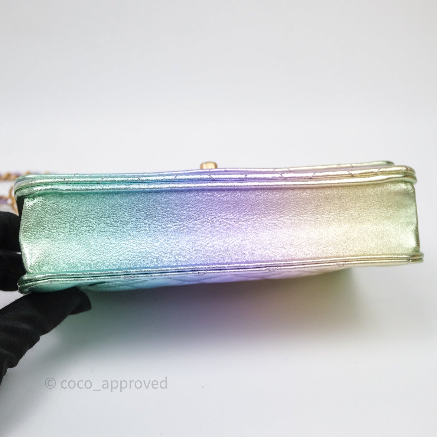 Chanel Quilted Wallet on Chain Lambskin Gradient Metallic Rainbow Gold Hardware