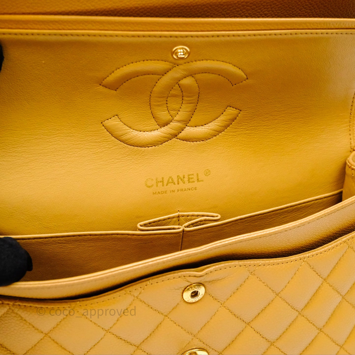 Chanel Medium Quilted  Flap Vintage Dark Beige Caviar 24K Gold Hardware