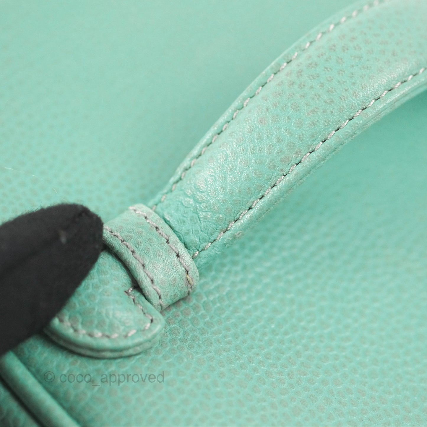 Chanel Vintage Vanity Case Tiffany Blue Caviar Gold Hardware