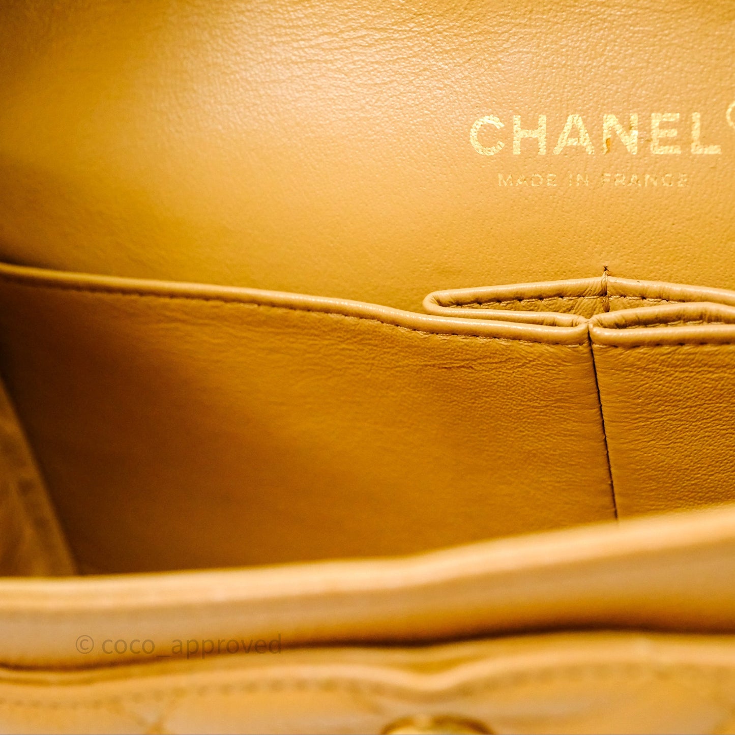 Chanel Medium Quilted  Flap Vintage Dark Beige Caviar 24K Gold Hardware