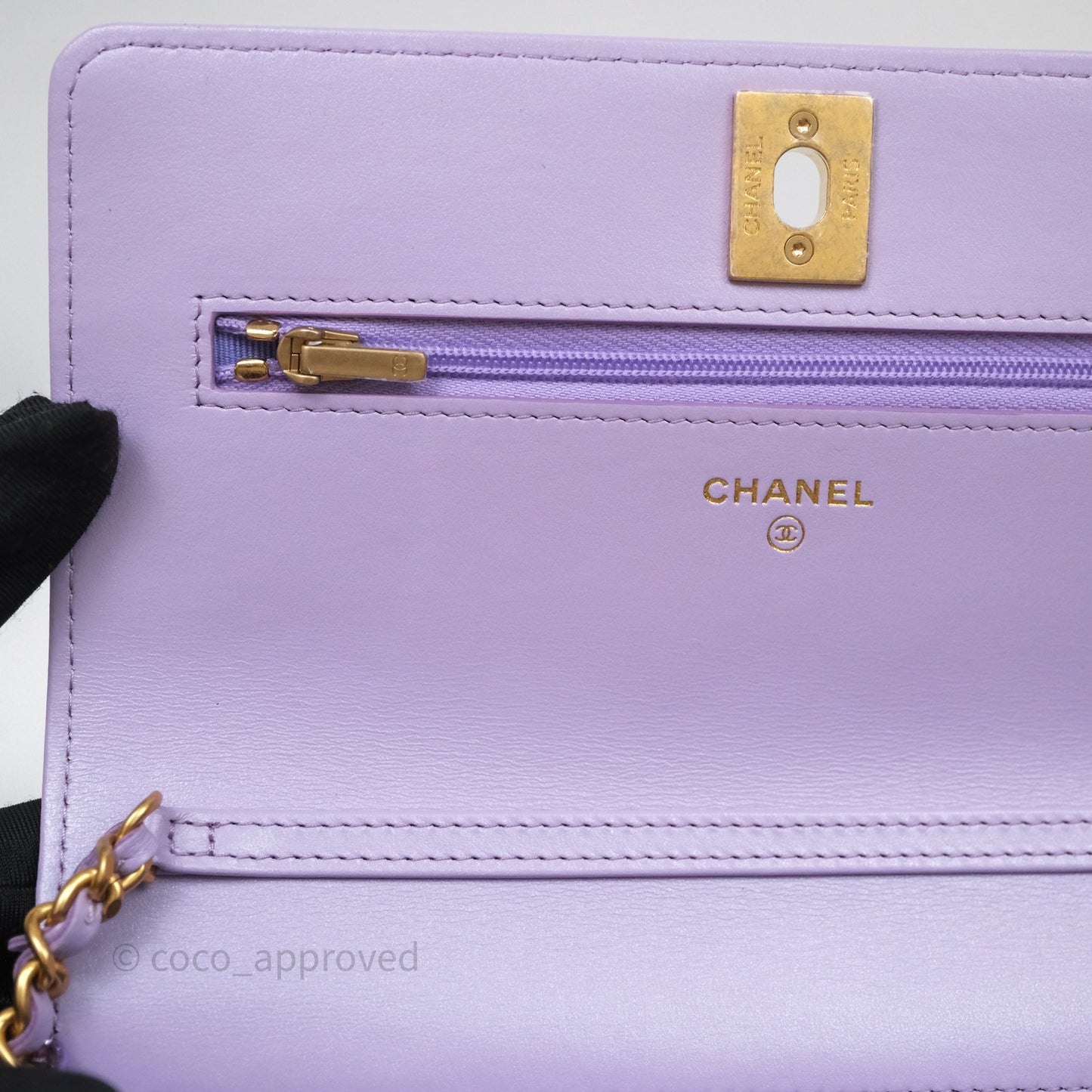 Chanel Quilted Wallet on Chain Lambskin Gradient Metallic Rainbow Gold Hardware