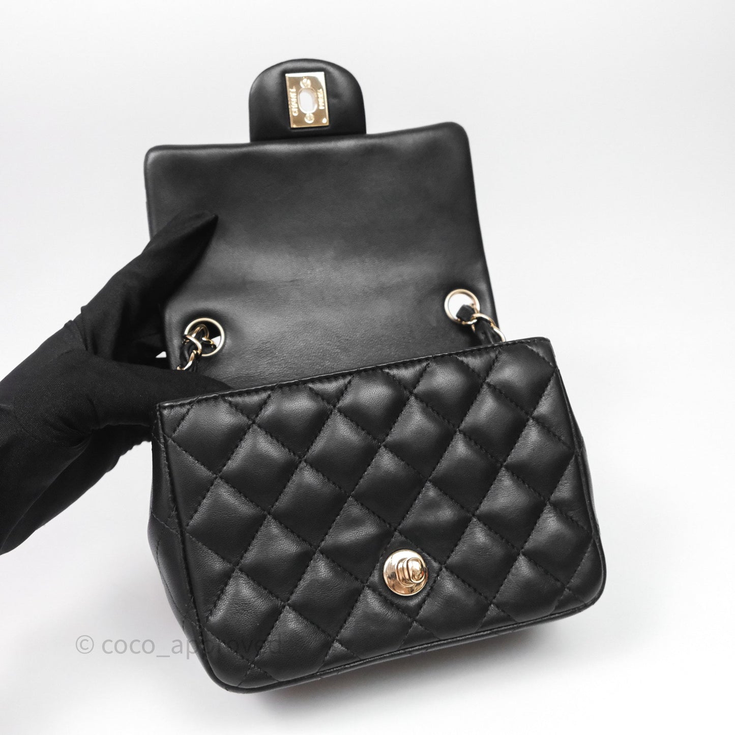 Chanel Mini Square Black Lambskin Gold Hardware