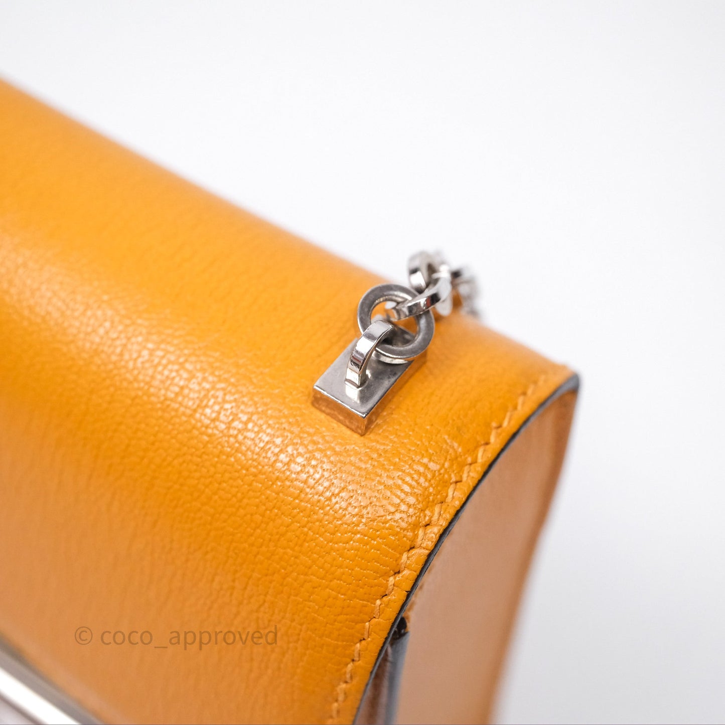Hermes Mini Verrou Chaine Bag Chevre Mysore Toffee 1H Palladium Hardware