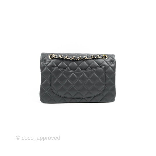 Chanel Small Classic Quilted Flap Dark Grey Caviar Gold Hardware