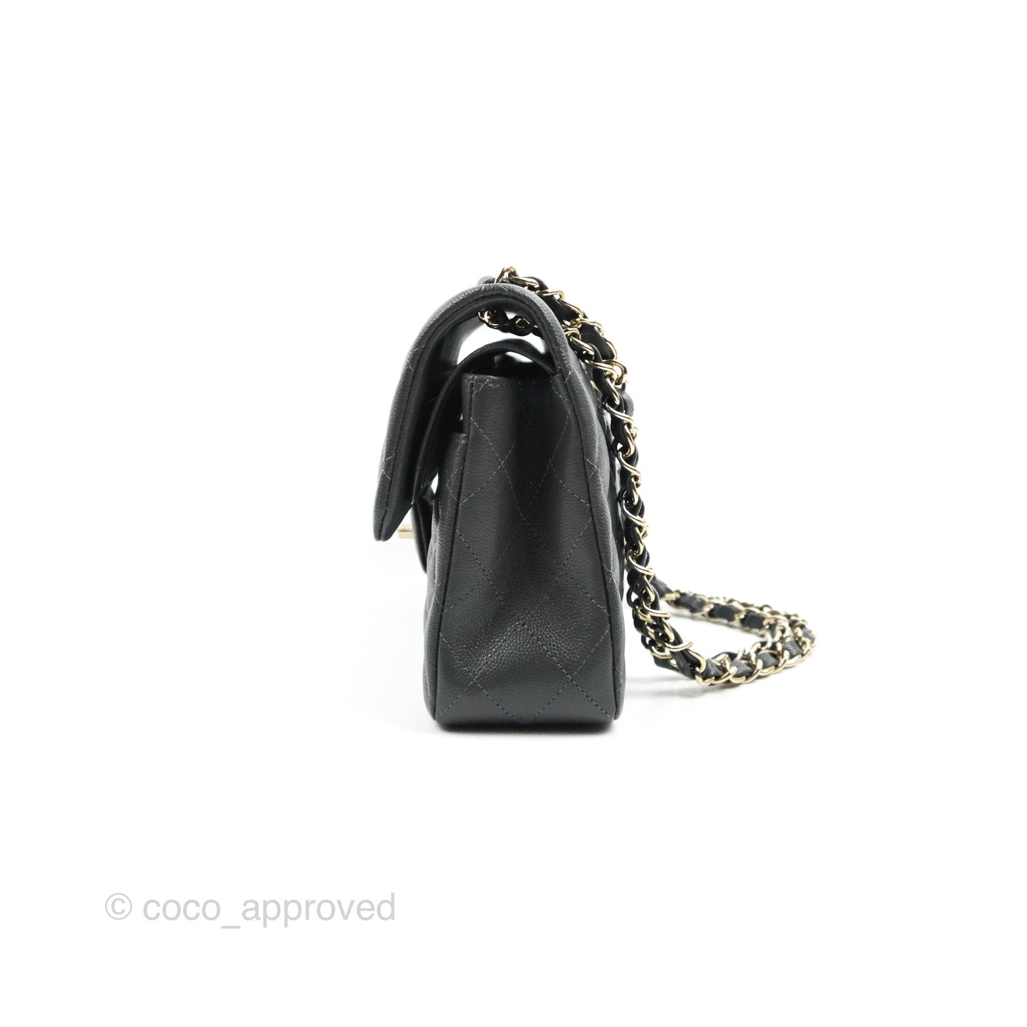 Chanel Small Classic Quilted Flap Dark Grey Caviar Gold Hardware
