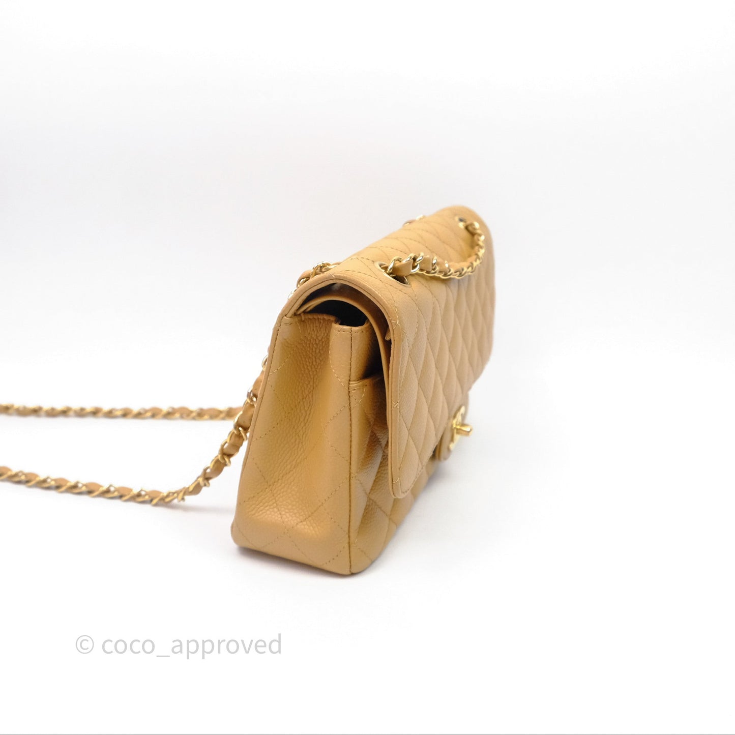 Chanel Medium Quilted  Flap Vintage Dark Beige Caviar 24K Gold Hardware