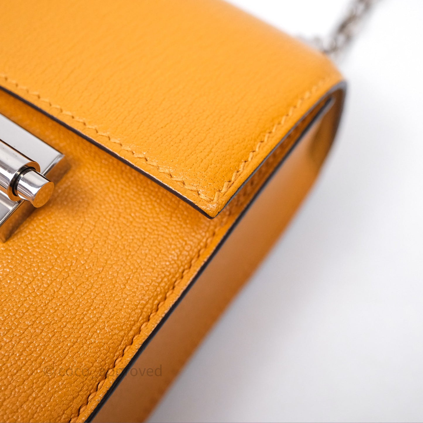 Hermes Mini Verrou Chaine Bag Chevre Mysore Toffee 1H Palladium Hardware