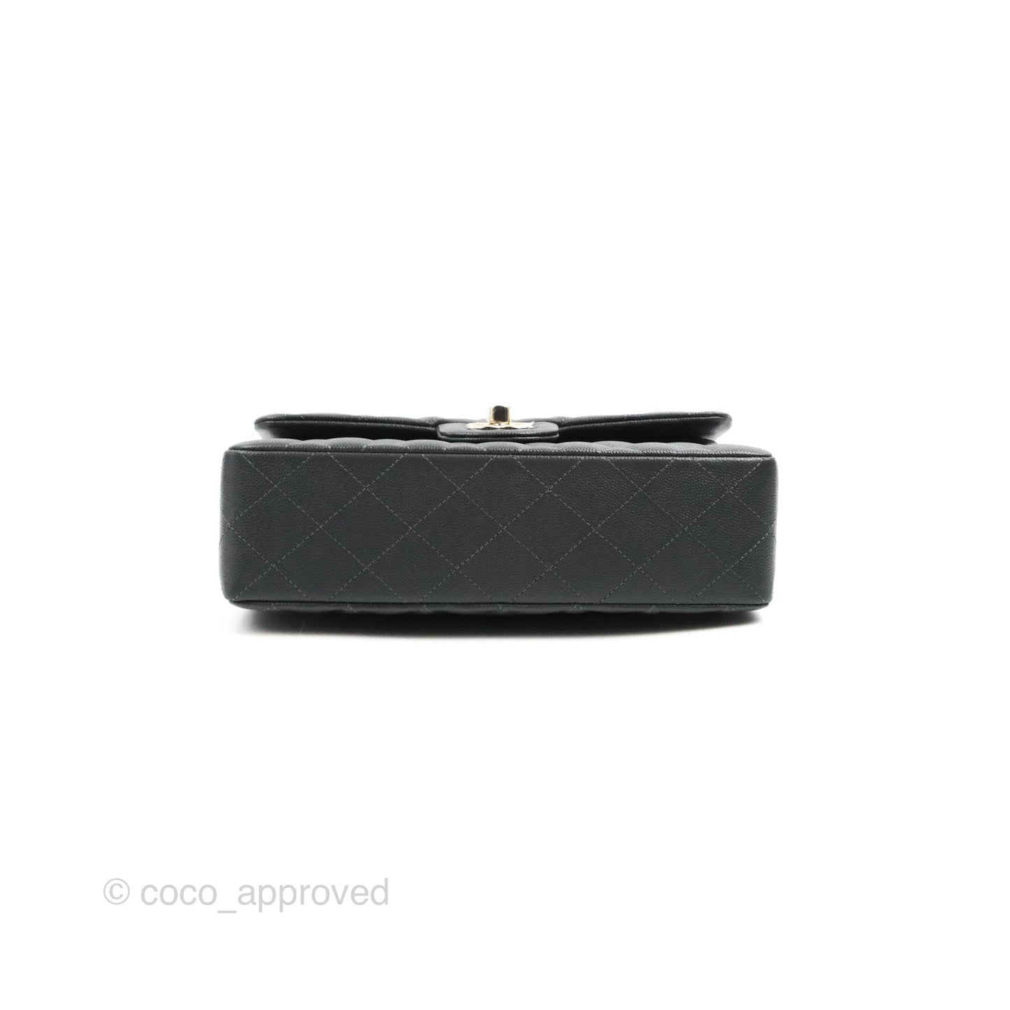 Chanel Small Classic Quilted Flap Dark Grey Caviar Gold Hardware