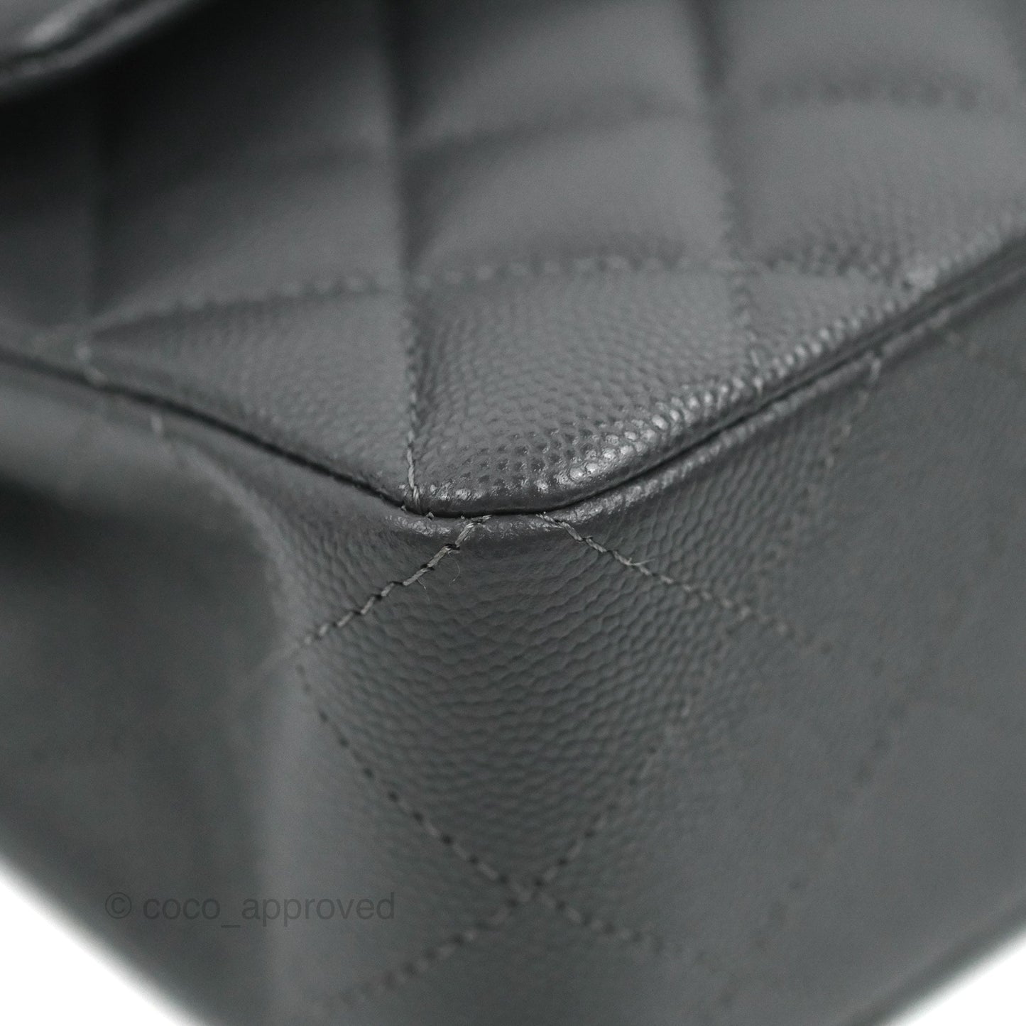 Chanel Small Classic Quilted Flap Dark Grey Caviar Gold Hardware