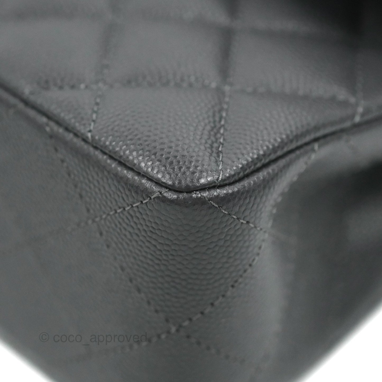 Chanel Small Classic Quilted Flap Dark Grey Caviar Gold Hardware