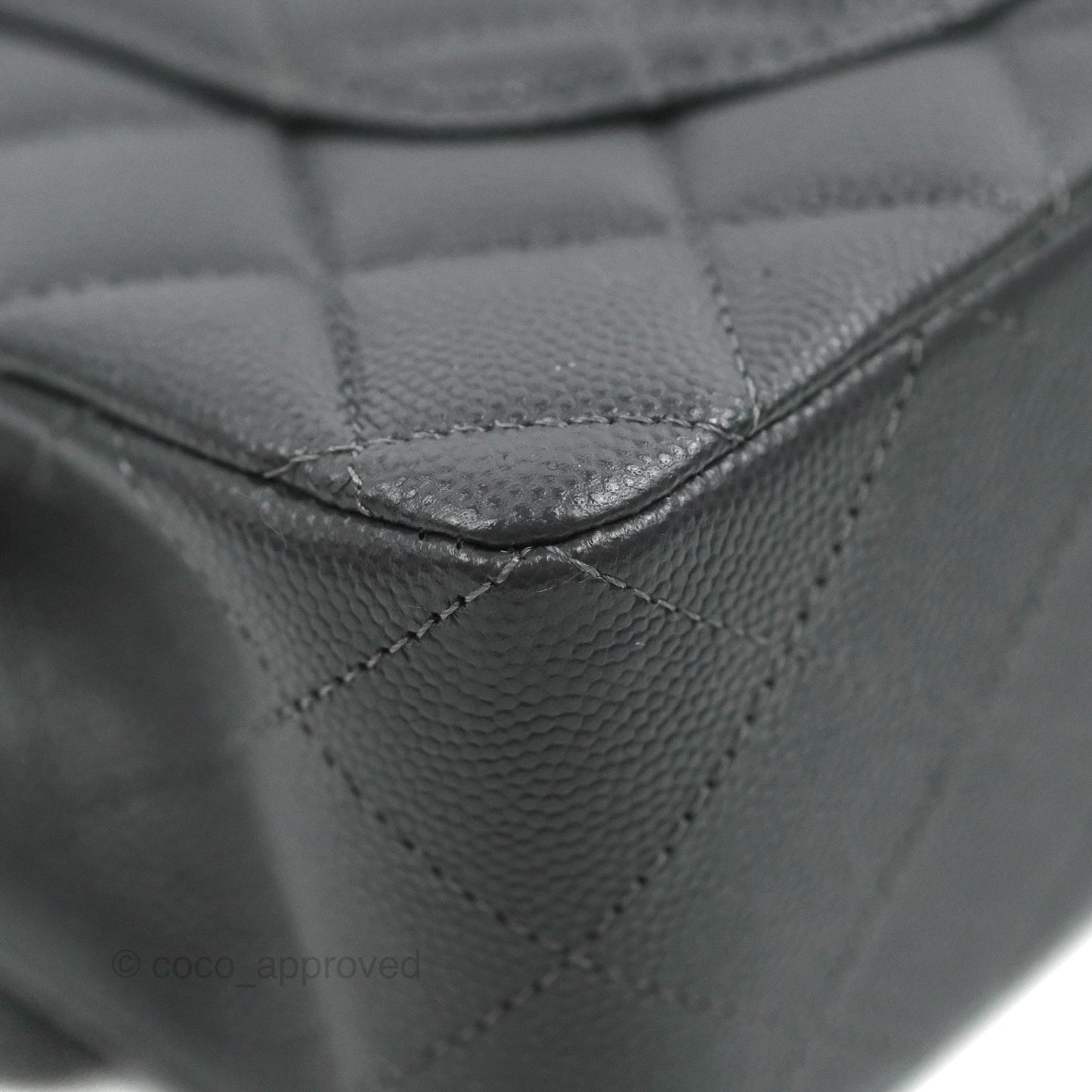 Chanel Small Classic Quilted Flap Dark Grey Caviar Gold Hardware