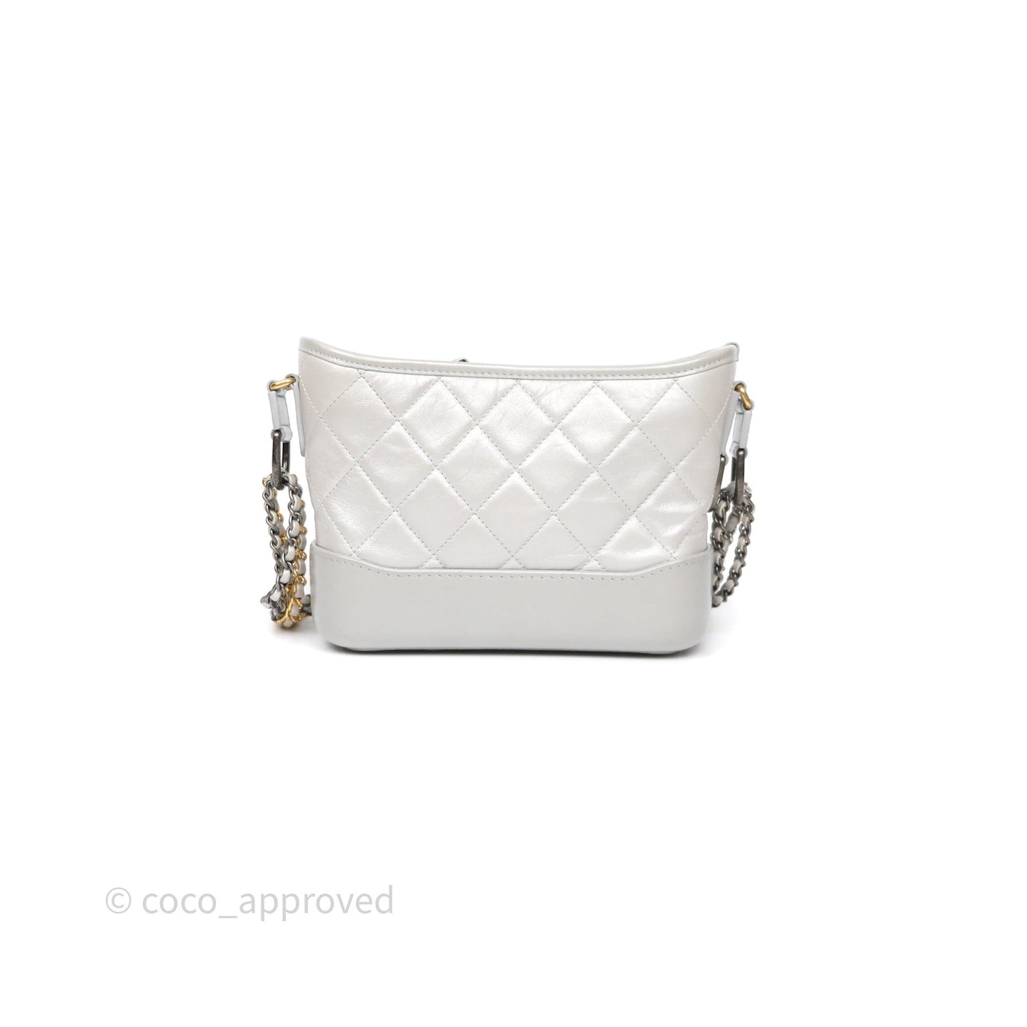 Chanel Small Gabrielle Hobo Quilted Pearly Iridescent Silver Aged Calfskin