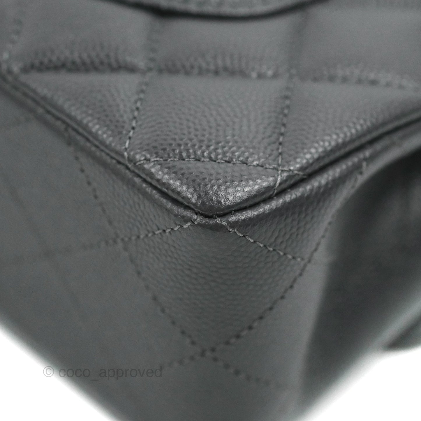 Chanel Small Classic Quilted Flap Dark Grey Caviar Gold Hardware