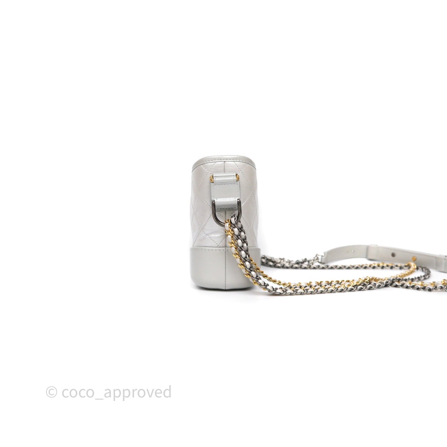 Chanel Small Gabrielle Hobo Quilted Pearly Iridescent Silver Aged Calfskin