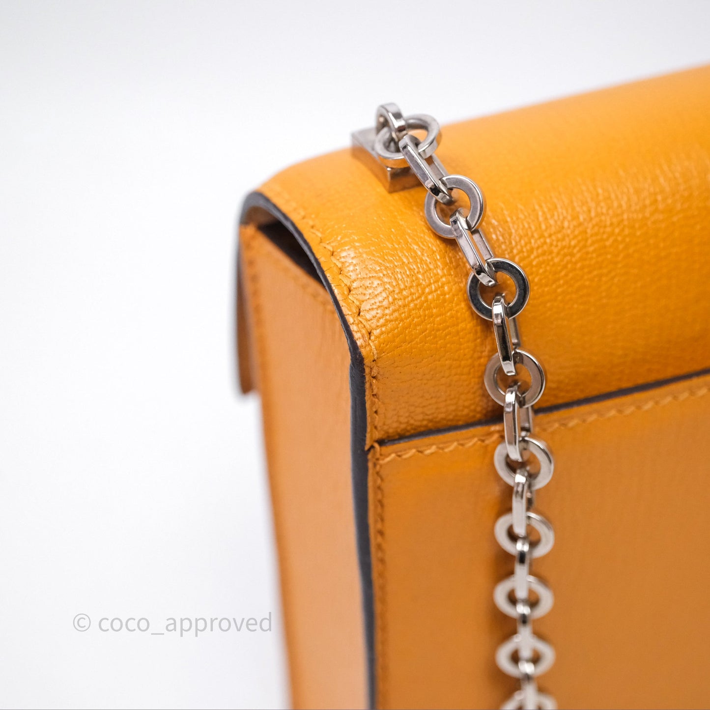 Hermes Mini Verrou Chaine Bag Chevre Mysore Toffee 1H Palladium Hardware