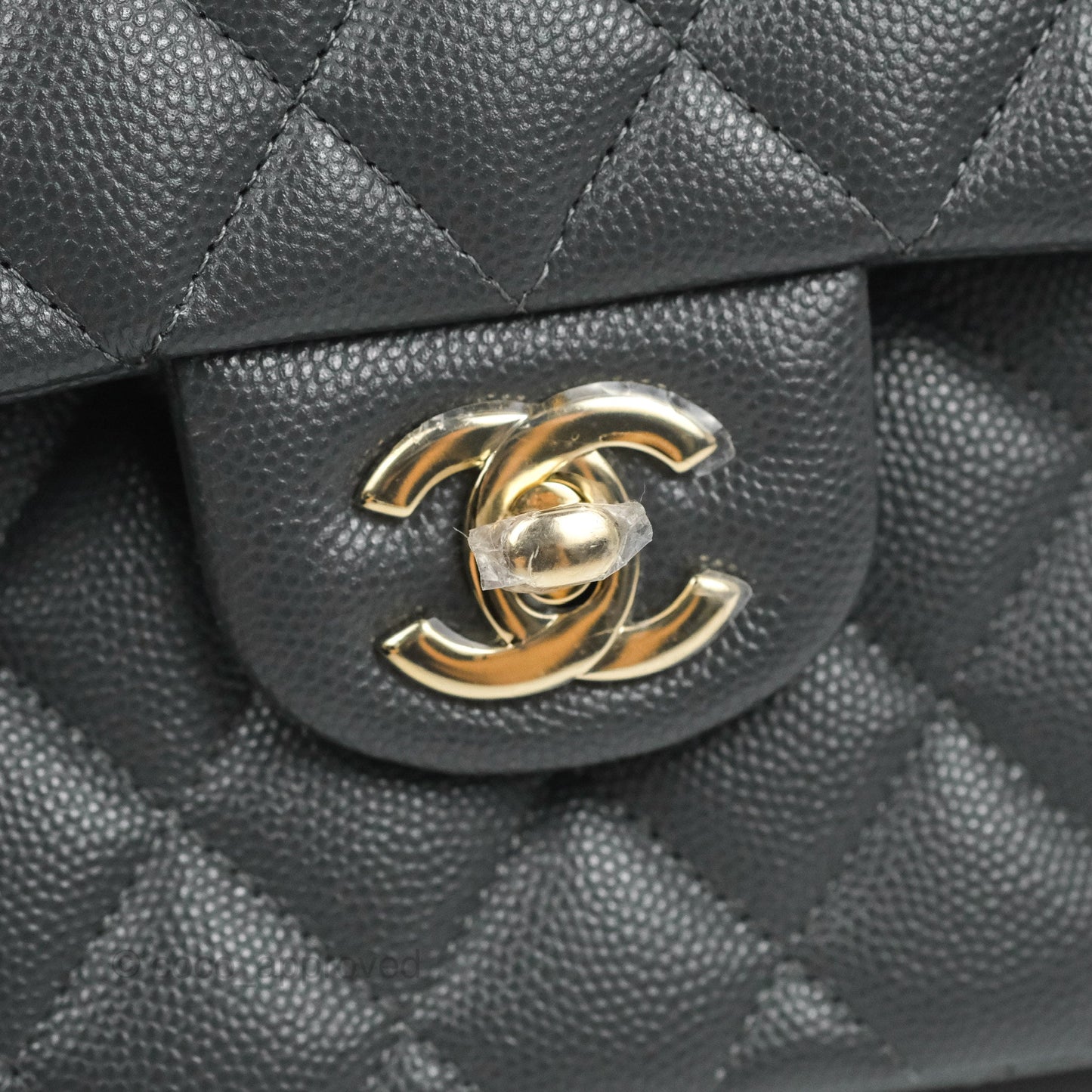 Chanel Small Classic Quilted Flap Dark Grey Caviar Gold Hardware